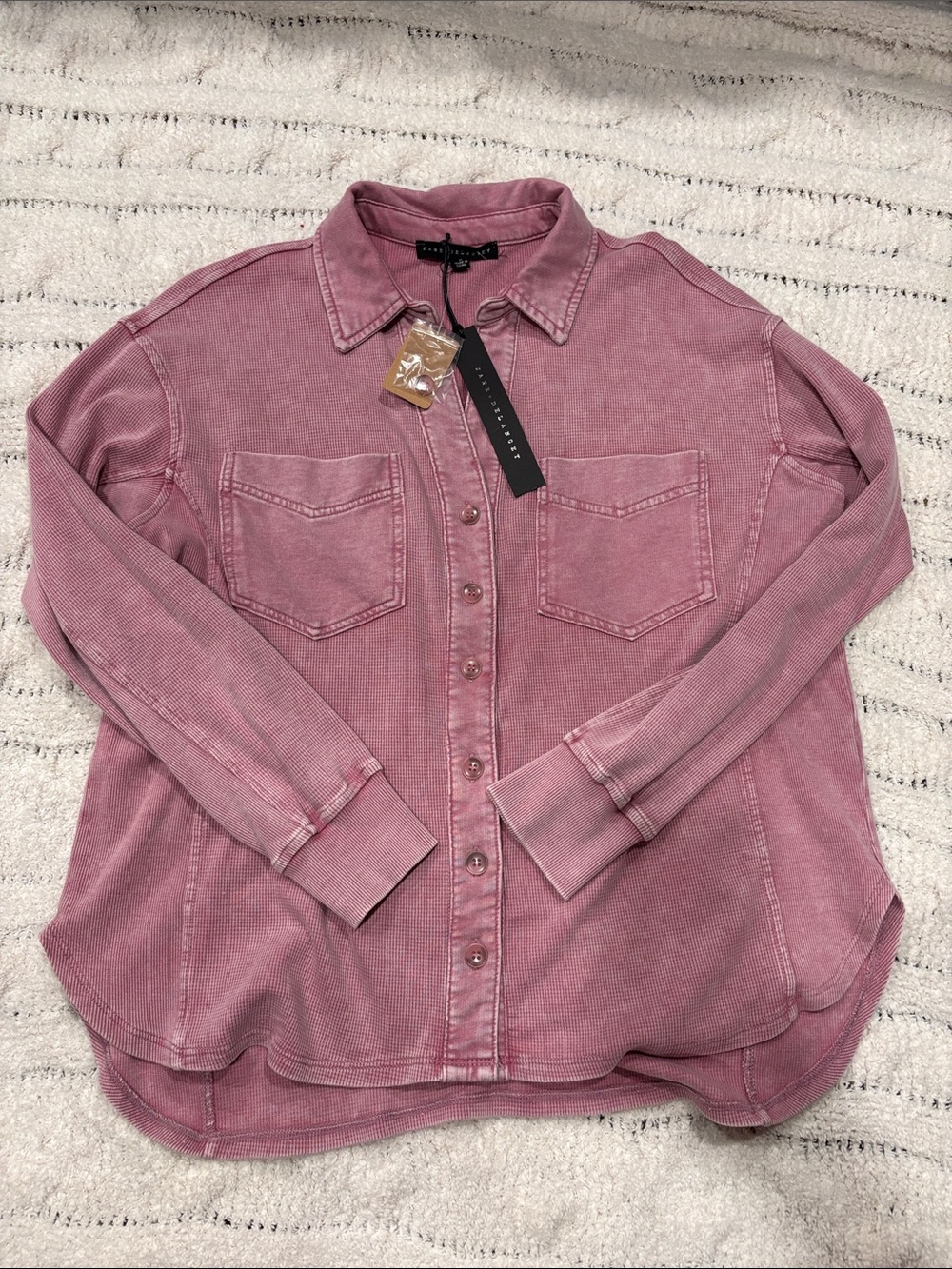 Jane and Delancey Rose-Pink Button-Up Utility Shirt